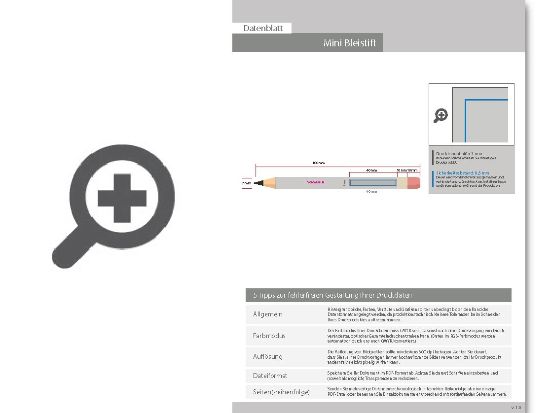 Product Bild stabiler_mini-bleistift_mit_radiergummi_und_einseitigem_einfarbigem_1c_druck